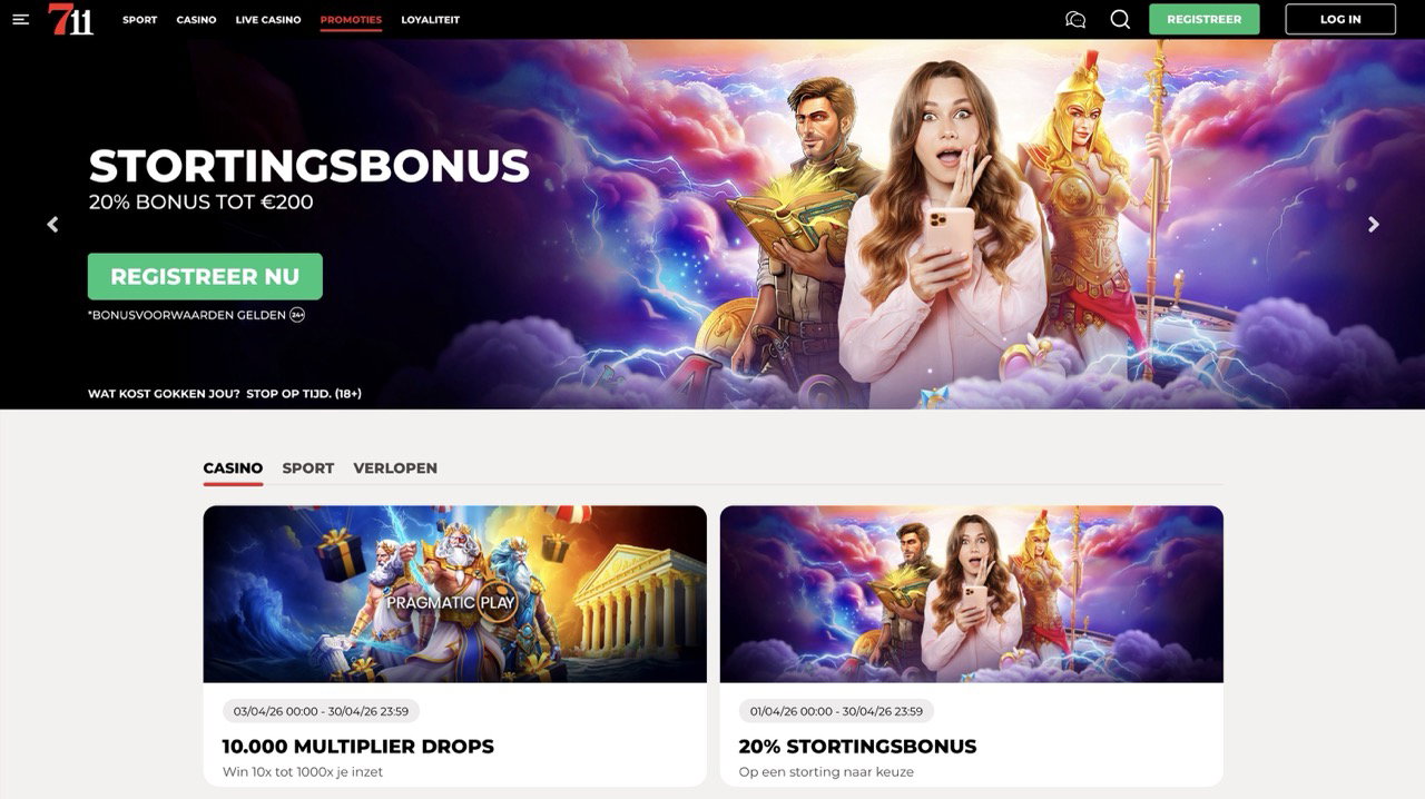 711 Casino promotiepagina met actieve bonussen en aanbiedingen